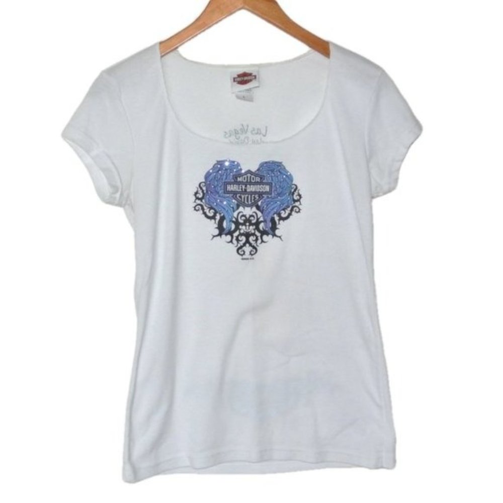 Harley Davidson Las Vegas White‎ Tee Bling L